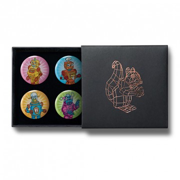 Gift Box: 4 button badges (Robots)