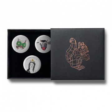 Gift Box: 3 button badges (Owl Cow Wax)