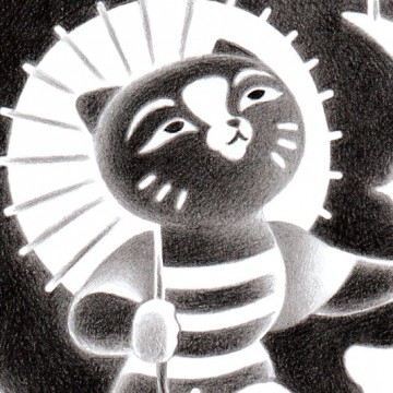 Vintage Moon Cat print