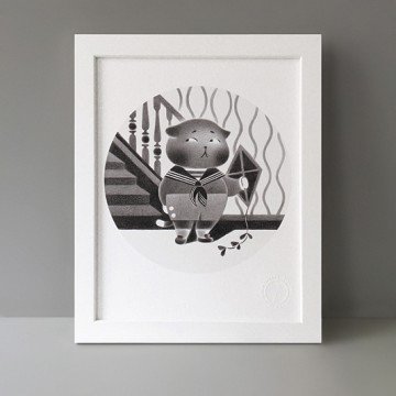 Vintage Kite Cat print