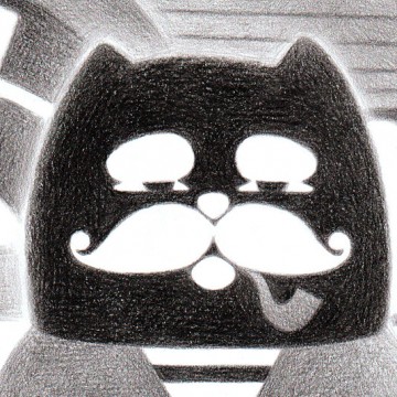 Vintage Moustache Cat print