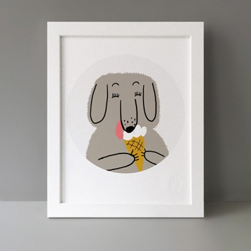 Dog With Ice Cream print