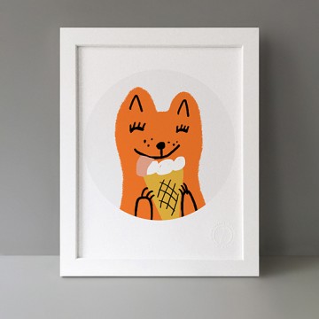 Cat With Ice Cream print