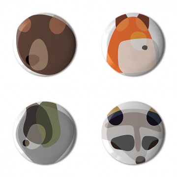 Gift Box: 4 button badges (Animal Shapes)