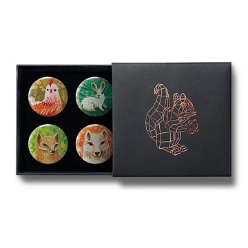 Gift Box: 4 button badges (Animal Portraits)