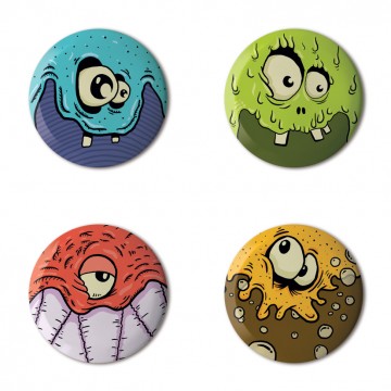 Gift Box: 4 button badges (Monsters)