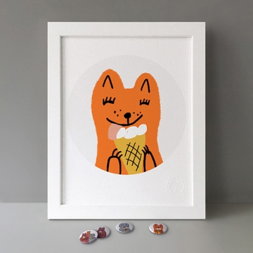 Cat With Ice Cream print