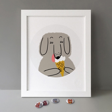 Dog With Ice Cream print