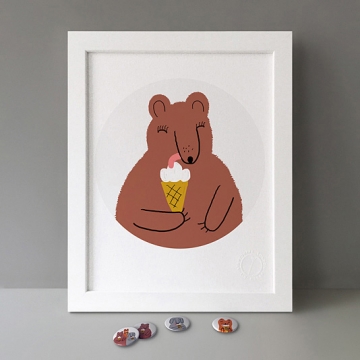 Bear With Ice Cream print