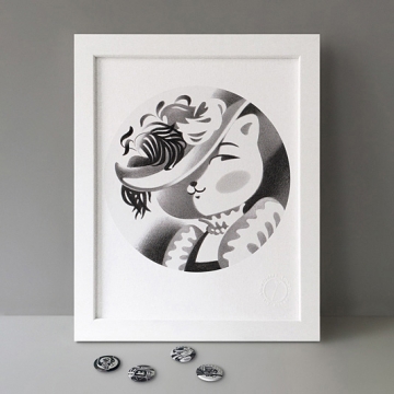 Vintage Hat Cat print