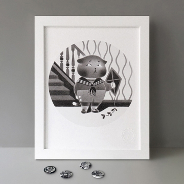 Vintage Kite Cat print