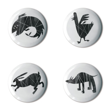 Gift Box: 4 button badges (Animals)