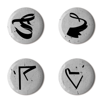 Gift Box: 4 button badges (Lost Language Marks)