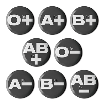 Gift Box: 8 button badges (Blood Types)
