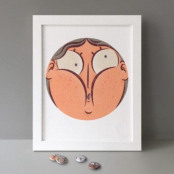 Squeezed Cheeks Cross-eyed print