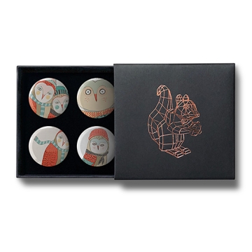 Gift Box: 4 button badges (Owls)