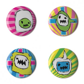 Gift Box: 4 button badges (Monsters)