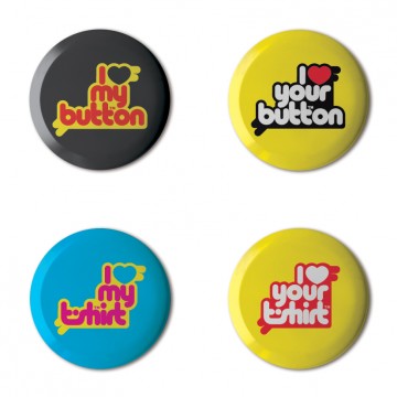 Gift Box: 4 button badges (I Love)