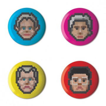 Gift Box: 4 button badges (Dot Portraits)