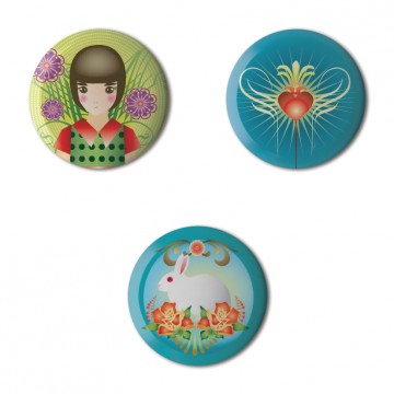 Gift Box: 3 button badges (Ornamental)