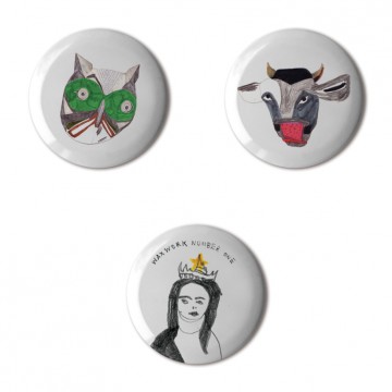 Gift Box: 3 button badges (Owl Cow Wax)