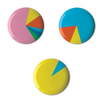 Gift Box: 3 button badges (Pie Charts)