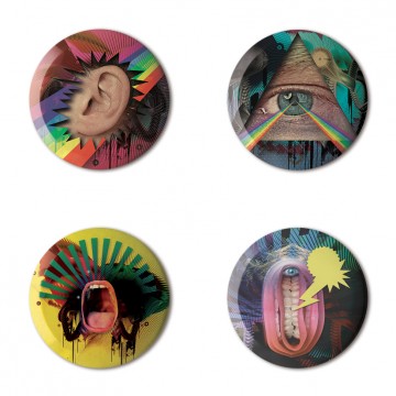 Gift Box: 4 button badges (Rainbow Head)