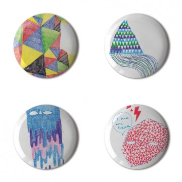Gift Box: 4 button badges (Doodle Patterns)