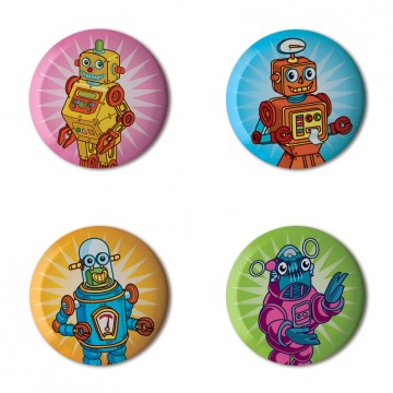 Gift Box: 4 button badges (Robots)