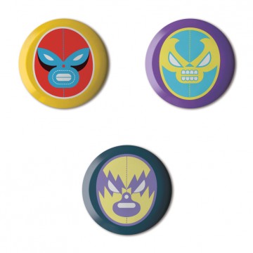 Gift Box: 3 button badges (La Lucha Libre)