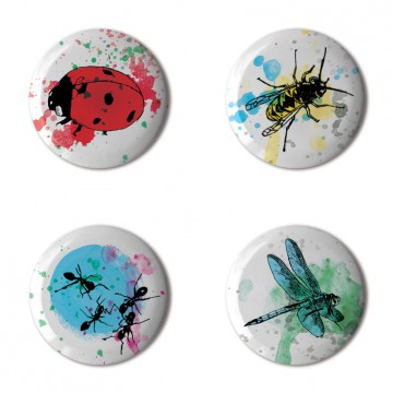 Gift Box: 4 button badges (Insects)