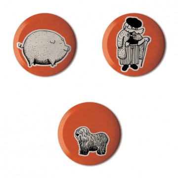 Gift Box: 3 button badges (Pig Shepherd)