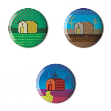 Gift Box: 3 button badges (3 Little Piggies)