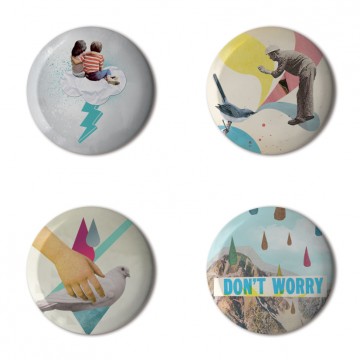 Gift Box: 4 button badges (Retro Collages)