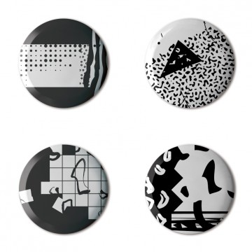 Gift Box: 4 button badges (Retro Pattern)