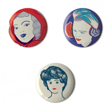 Gift Box: 3 button badges (Retro Portraits)