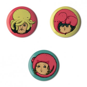 Gift Box: 3 button badges (Animal Hats)