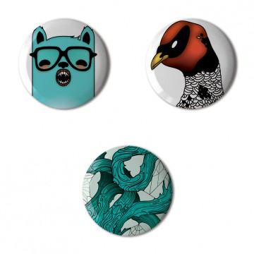 Gift Box: 3 button badges (Mint Red)