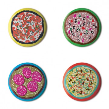 Gift Box: 4 button badges (Pizza)