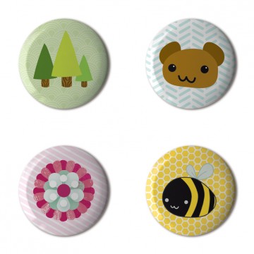 Gift Box: 4 button badges (Nature)