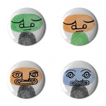 Gift Box: 4 button badges (Fingerprint Totems)
