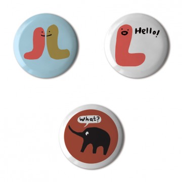 Gift Box: 3 button badges (Cute Animals)