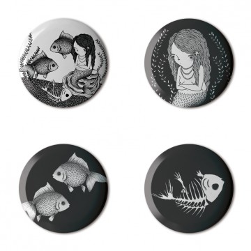 Gift Box: 4 button badges (Mermaids)