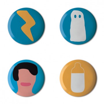 Gift Box: 4 button badges (Minimal Doodles)