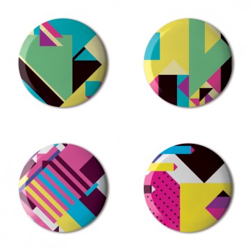 Gift Box: 4 button badges (Geometric Patterns)