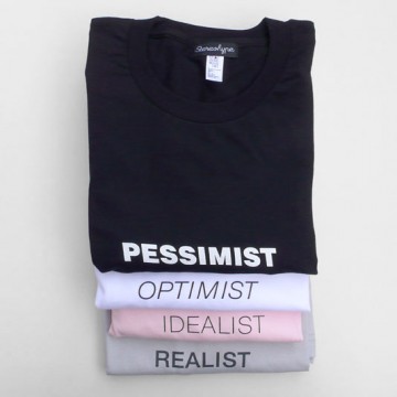 Pessimist (unisex) T-shirt + badge