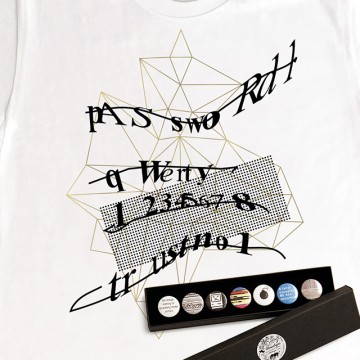Password1 T-shirt + button badge gift box