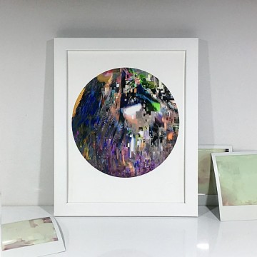 Glitch 5 (Grey, Blue, Green) print