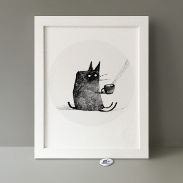 Tea-Drinking Cat print