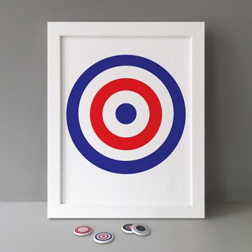 Blue Red Target print
